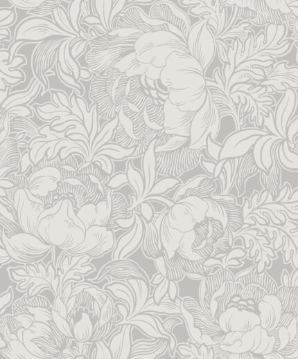 Annabella - Cloudy Day | Grays Florals, Botanicals and Tropicals Wallpaper for Hallway, Office, and Half Bath
