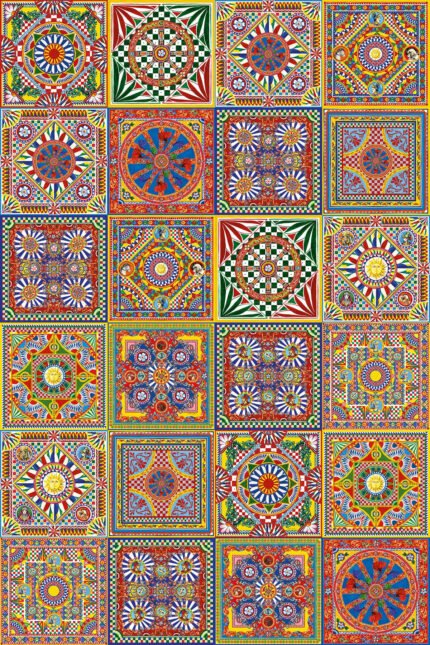 Carretto Mural - Giulianna | Multicolors Bohemian Wallpaper for Accent Wall, Half Bath, and Hallway