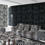 Zebra Romance - Misterioso | Blacks Animals, Birds and Insects Wallpaper for Entryway, Nursery, and Kitchen