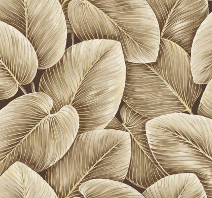 Lush Leaf - Chocolate | Browns and Taupes Trees and Leaves Wallpaper for Powder Room, Dining Room, and Bedroom