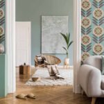 Batsford - Lake Tahoe | Aquas and Teals Florals, Botanicals and Tropicals Wallpaper for Dining Room, Living Room, and Nursery