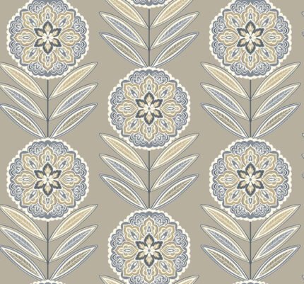 Batsford - Stone | Grays Florals, Botanicals and Tropicals Wallpaper for Powder Room, Bedroom, and Hallway