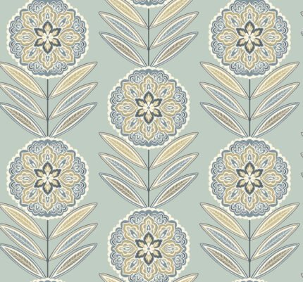 Batsford - Robin's Egg | Aquas and Teals Florals, Botanicals and Tropicals Wallpaper for Hallway, Living Room, and Bedroom