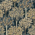 Grove - Caramel Drizzle | Browns and Taupes Trees and Leaves Wallpaper for Accent Wall, Powder Room, and Nursery