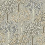 Grove - Taragon | Grays Trees and Leaves Wallpaper for Hallway, Living Room, and Kitchen