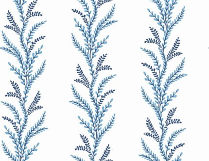 Exbury - Finch blue | Blues Trees and Leaves Wallpaper for Powder Room, Entryway, and Kitchen