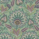 Sheffield - Summer Garden | Greens Damasks and Scrolls Wallpaper for Bedroom, Office, and Hallway