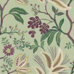 Kew - Mulberry | Purples and Wine Trees and Leaves Wallpaper for Half Bath, Nursery, and Office