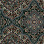 Cambridge - Jewel Tones | Blacks Damasks and Scrolls Wallpaper for Entryway, Dining Room, and Office