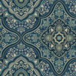 Cambridge - SoirÃƒÂ©e | Blues Damasks and Scrolls Wallpaper for Entryway, Accent Wall, and Office