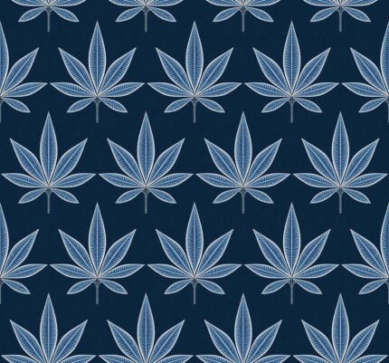 Bicton - Blue Moon | Navys Trees and Leaves Wallpaper for Half Bath, Bedroom, and Entryway
