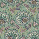 Sheffield Fabric - Summer Garden | Greens Damasks and Scrolls Wallpaper for Powder Room, Hallway, and Kitchen