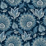 Sheffield Fabric - King of Prussia | Navys Damasks and Scrolls Wallpaper for Hallway, Kitchen, and Entryway