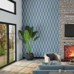 Lemuria - Indigo | Blues Geometrics Wallpaper for Office, Accent Wall, and Nursery