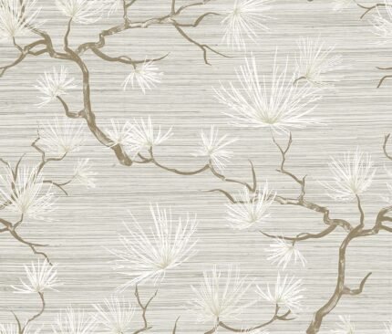 Kiruna - Stone | Grays Asian and Chinoiseries Wallpaper for Dining Room, Half Bath, and Bedroom