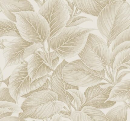 Wasilla - Oat Milk | Warm Neutrals and Beiges Trees and Leaves Wallpaper for Dining Room, Bedroom, and Powder Room