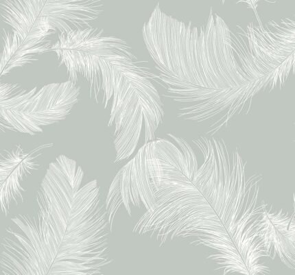 Frostfell - Steam | Cool Neutrals Damasks and Scrolls Wallpaper for Half Bath, Nursery, and Living Room