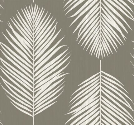 Port Lions - Foil | Silvers and Pewters Florals, Botanicals and Tropicals Wallpaper for Nursery, Half Bath, and Hallway