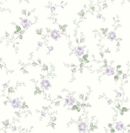 Audette - Amethyst | Purples and Wine Florals, Botanicals and Tropicals Wallpaper for Hallway, Kitchen, and Living Room
