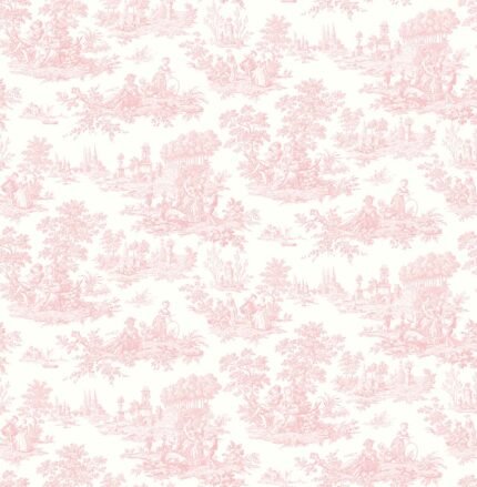 Eglantine - Berry Shake | Pinks Toiles Wallpaper for Kitchen, Nursery, and Entryway