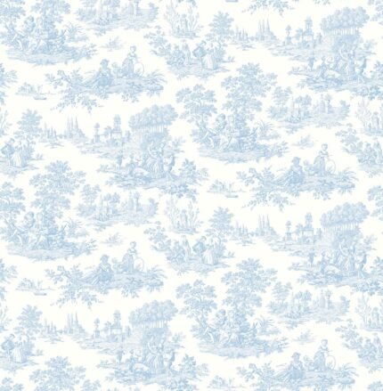 Eglantine - Blue Jay | Blues Toiles Wallpaper for Nursery, Accent Wall, and Entryway