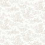 Eglantine - Pure White | Whites and Off Whites Toiles Wallpaper for Nursery, Bedroom, and Living Room