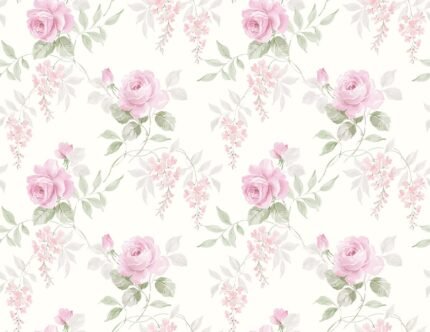 Charmaine - Valentine's Day | Pinks Florals, Botanicals and Tropicals Wallpaper for Living Room, Half Bath, and Hallway