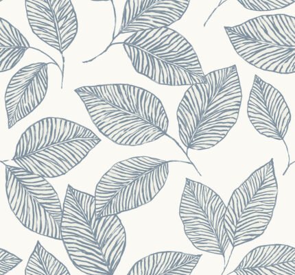 Monroe - Summer Sky | Blues Florals, Botanicals and Tropicals Wallpaper for Living Room, Dining Room, and Half Bath