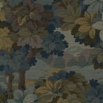 Woodland Forest - Deep Seas | Navys Trees and Leaves Wallpaper for Entryway, Bedroom, and Hallway