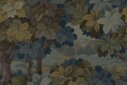 Woodland Forest - Deep Seas | Navys Trees and Leaves Wallpaper for Entryway, Bedroom, and Hallway