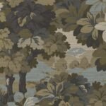 Woodland Forest - Roasted Beans | Browns and Taupes Trees and Leaves Wallpaper for Dining Room, Powder Room, and Hallway