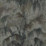 Spanish Moss - Rain | Grays Trees and Leaves Wallpaper for Half Bath, Entryway, and Powder Room