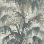 Spanish Moss - Rhino | Grays Trees and Leaves Wallpaper for Half Bath, Office, and Entryway