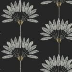 Flourish - Jet | Blacks Trees and Leaves Wallpaper for Hallway, Entryway, and Living Room