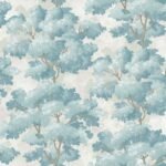 Reverie - Bay | Blues Trees and Leaves Wallpaper for Half Bath, Office, and Living Room