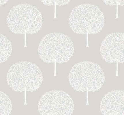 Fruit Trees - Stone | Grays Trees and Leaves Wallpaper for Powder Room, Nursery, and Office