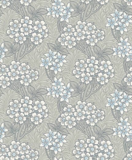 Floral Vine - Daydream Grey and Carolina Blue | Grays Florals, Botanicals and Tropicals Wallpaper for Hallway, Office, and Nursery