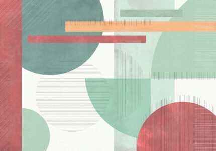 Sensual Lines II | Aquas and Teals Geometrics Wallpaper for Office, Accent Wall, and Kitchen