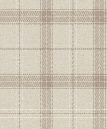 Fauna - Almond | Warm Neutrals and Beiges Plaids, Checks and Stripes Wallpaper for Nursery, Powder Room, and Entryway