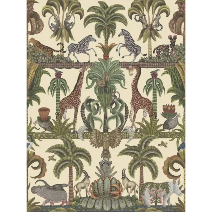 Afrika Kingdom wallpaper in Olgreen and Spgreen/cream by Cole & Son