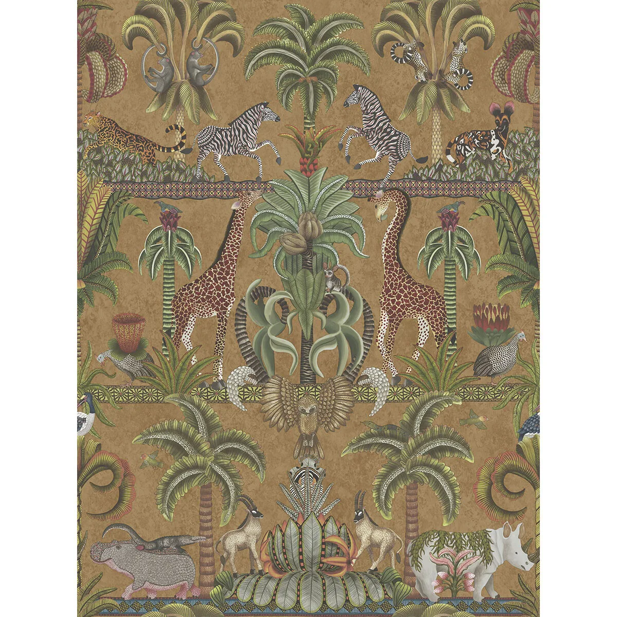 Afrika Kingdom wallpaper in Olgrn/spgrn/mt Bronz by Cole & Son