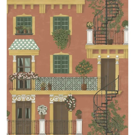 Alfaro wallpaper in Ochre/racing Car Green/terracotta by Cole & Son