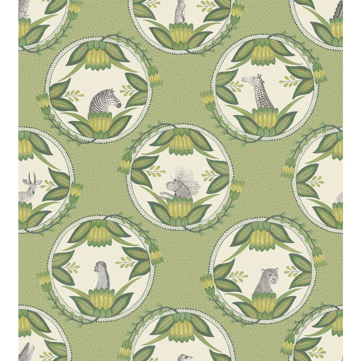 Ardmore Cameos wallpaper in Green by Cole & Son