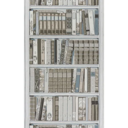 Bibliotheque wallpaper in Greige by Brunschwig & Fils