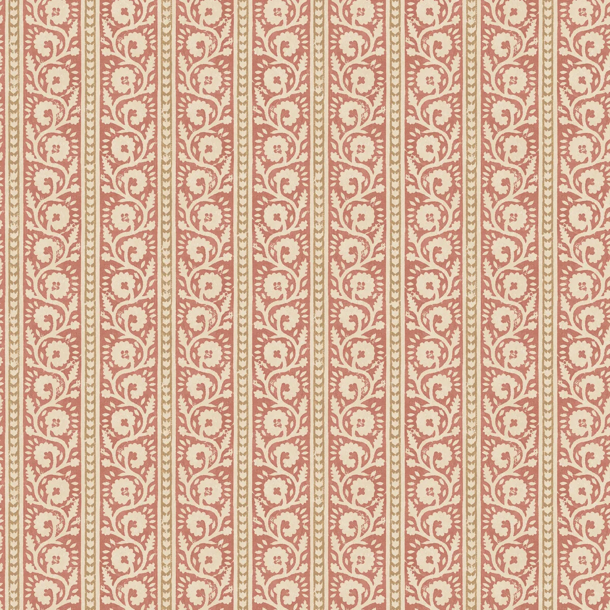 Bibury wallpaper in Red/sand by G P & J Baker, botanical & floral pattern