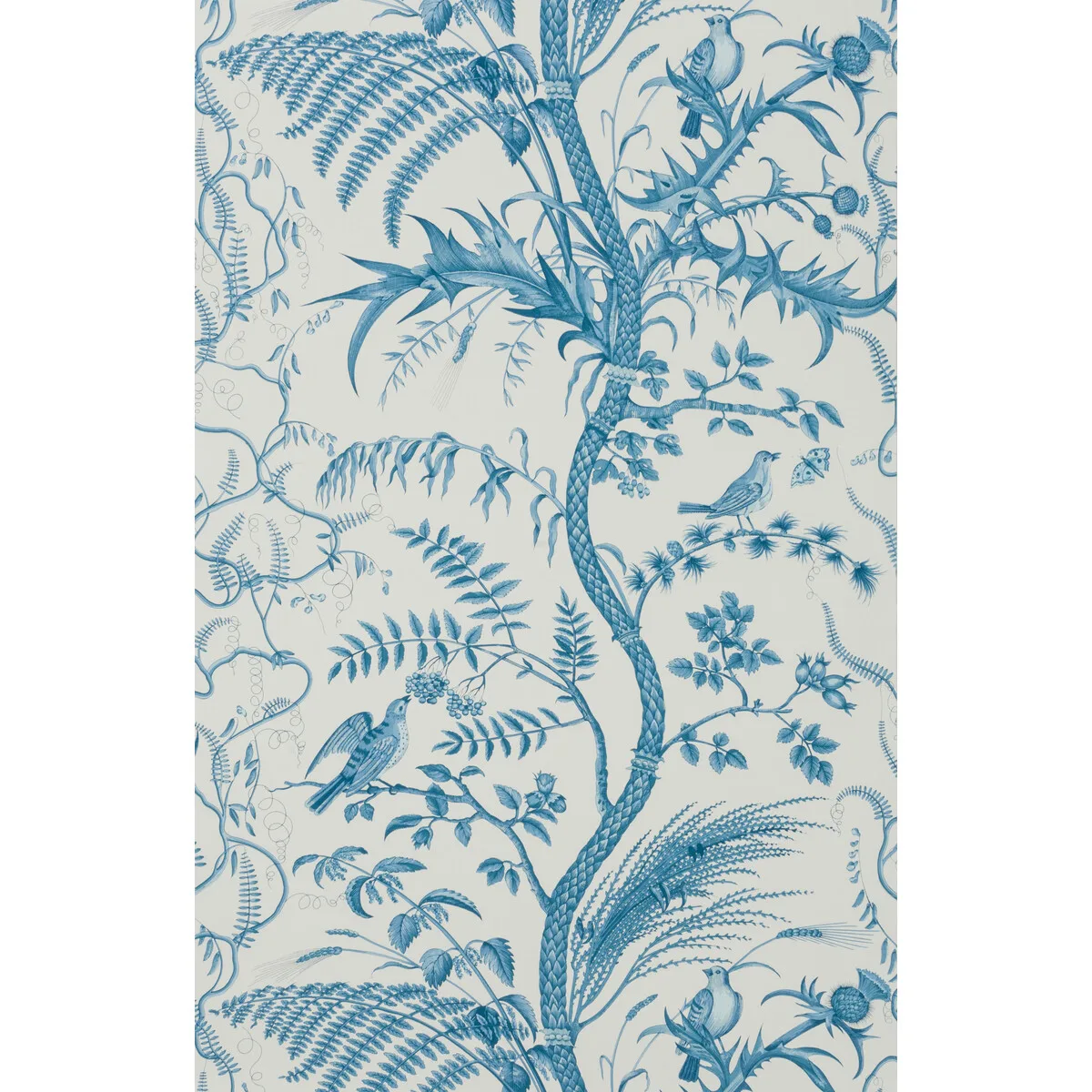 Bird and Thistle wallpaper in Blue by Brunschwig & Fils