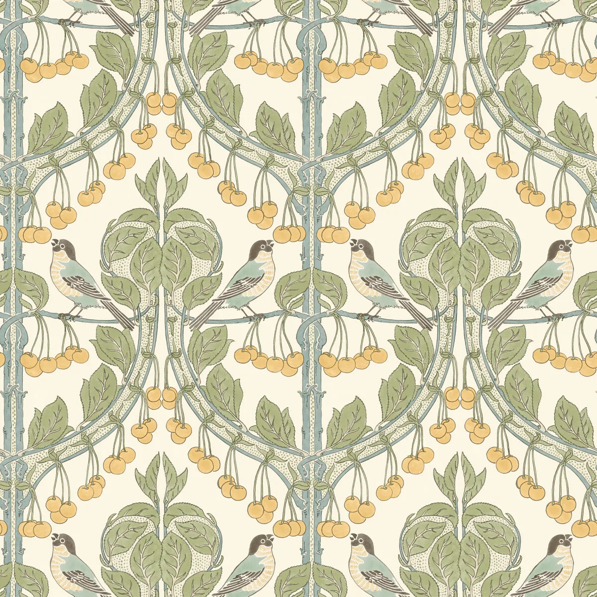 Birds & Cherries wallpaper in Aqua by G P & J Baker, animal/insects pattern