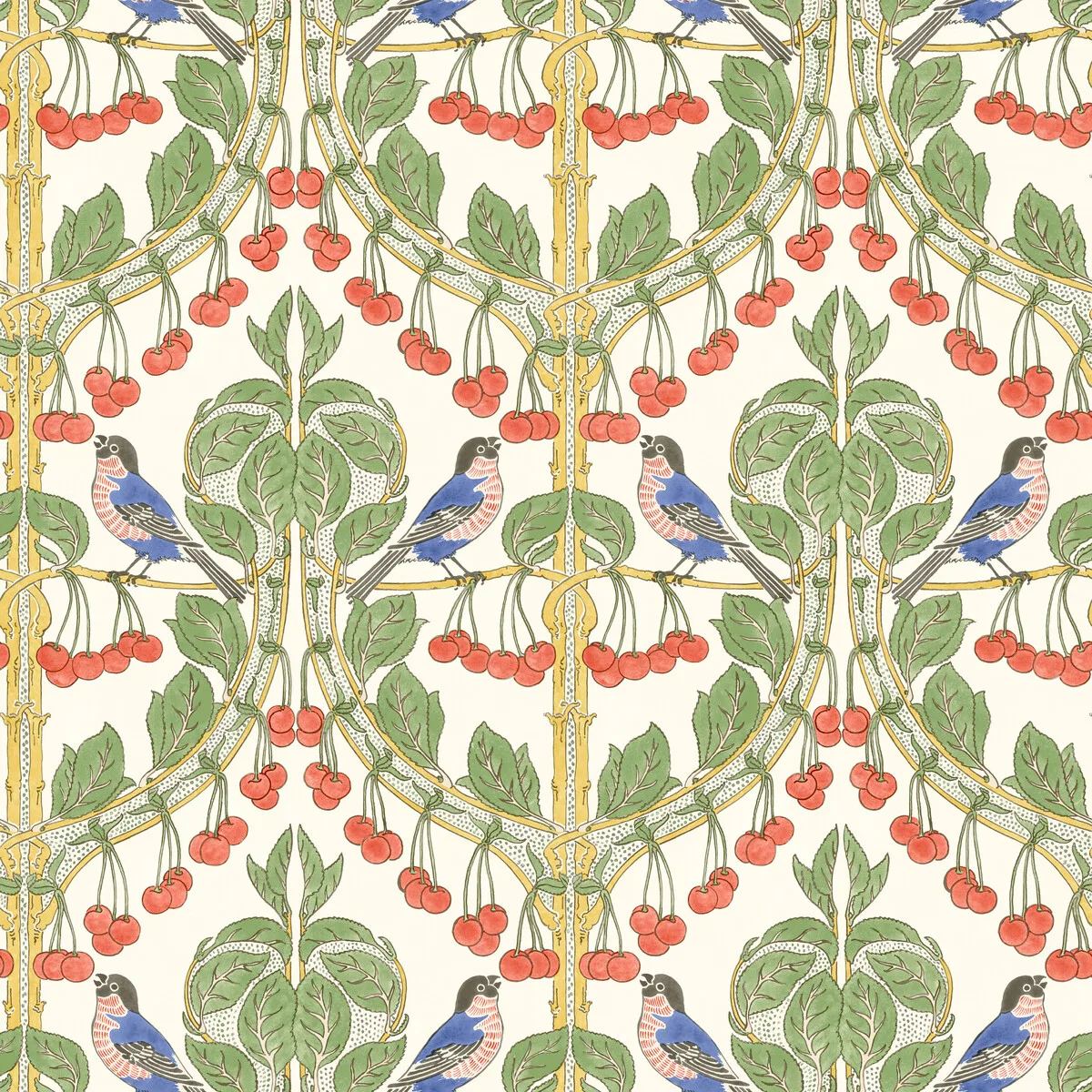 Birds & Cherries wallpaper in Multi by G P & J Baker, animal/insects pattern