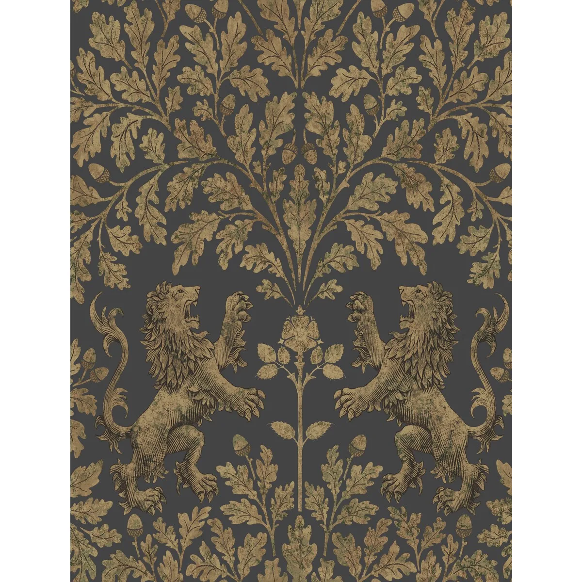 Boscobel Oak wallpaper in Ant Gold/blk by Cole & Son