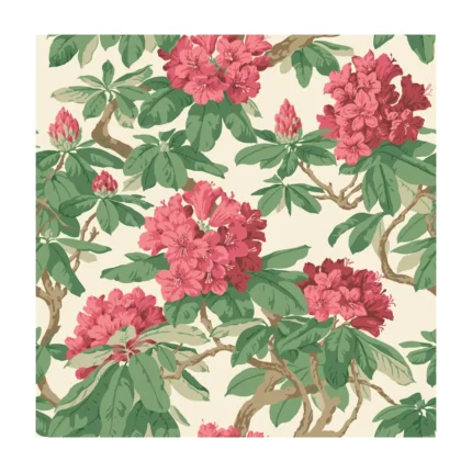 Bourlie wallpaper in Carmine by Cole & Son, botanical & floral pattern
